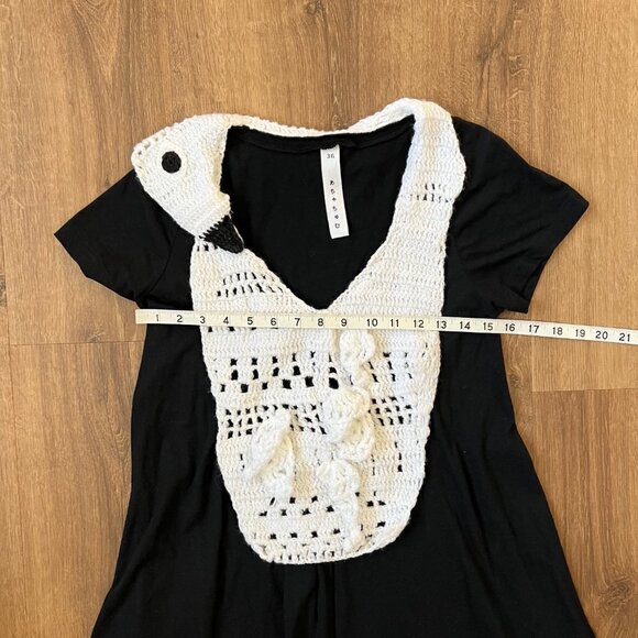 Crochet Swan Unique Quirky Black Dress Sz Small - Picture 4 of 12